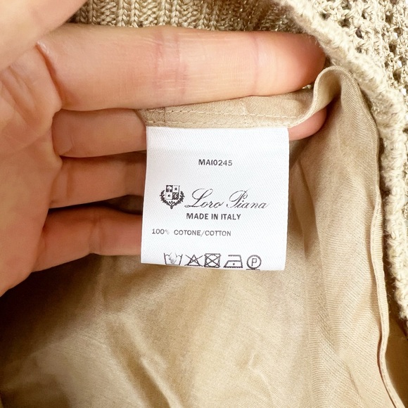 NWT Loro Piana Khaki Open Knit Cotton-Silk Crew Neck Pullover Sweater w Cami XS - Picture 7 of 10